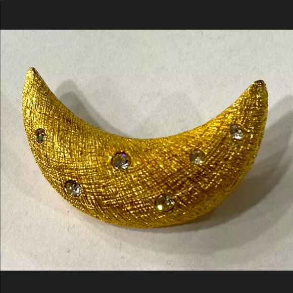 Vintage CHRISTIAN DIOR Moon Texture Crystal Brooch - Picture 4 of 8